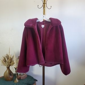 Burgundy Faux Fur Jacket